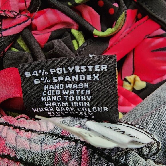 Aloha Hawaiian Fashion Dress One Size Black Pink Floral Tropical Vacation V Neck - Picture 5 of 7